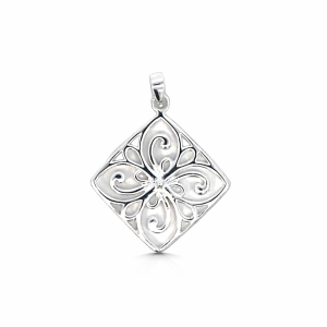 925 FILIGREE SQUARE FLAT PENDANT - 33X25 - 2.84g <br/>M10529