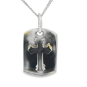 925 PLAIN SCALLOP CROSS ON RECT DISC - 21X12  2.5g <br/>M10550