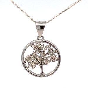 925 CZ PAVE TREE OF LIFE RND PENDANT - 25X17 - 2g <br/>M10561