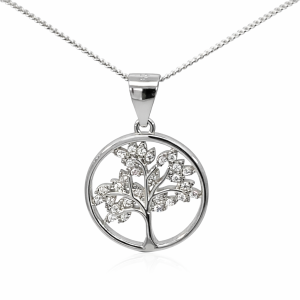925 CZ PAVE TREE OF LIFE RND PENDANT - 25X17 - 2g <br/>M10561