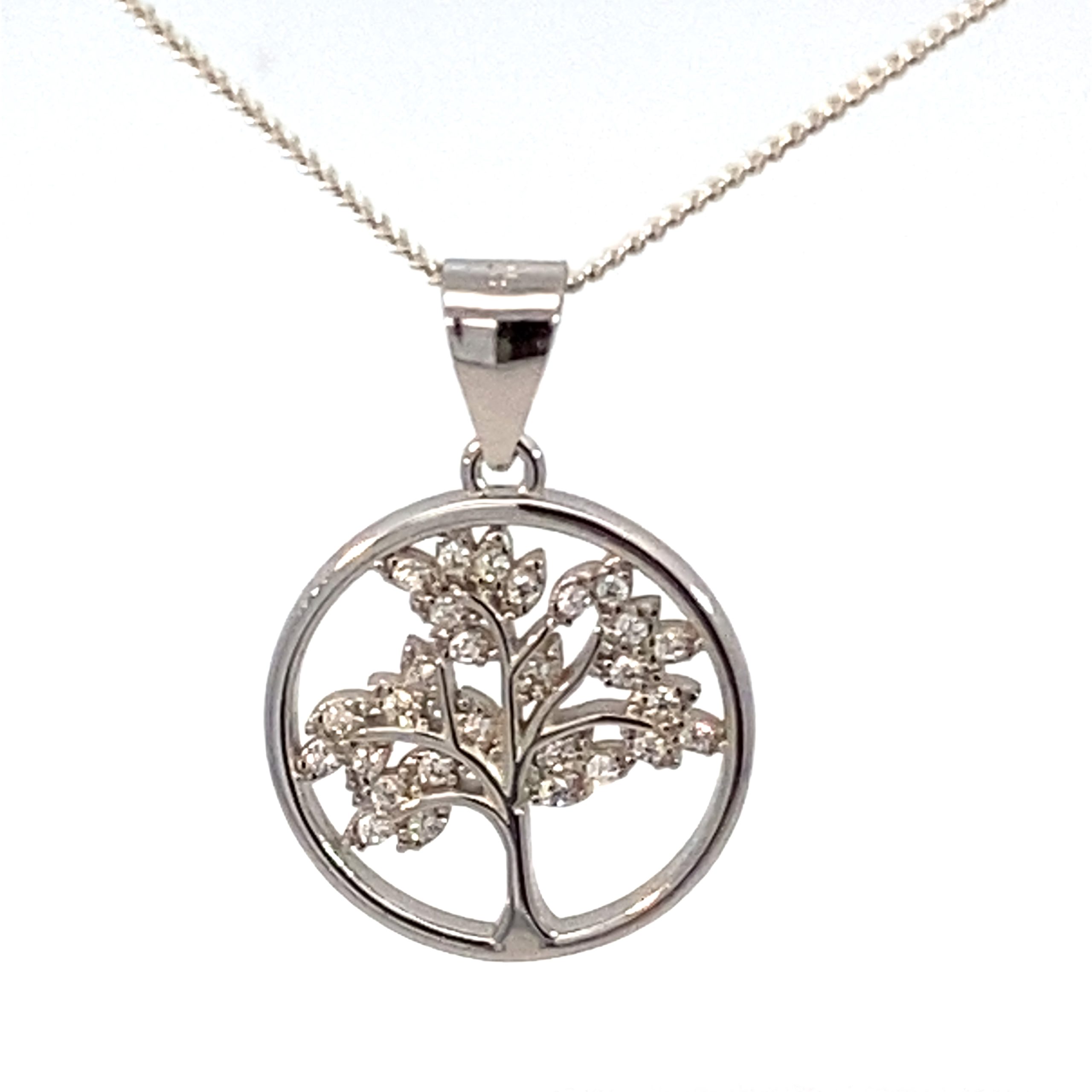 925 CZ PAVE TREE OF LIFE RND PENDANT - 25X17 - 2g <br/>M10561