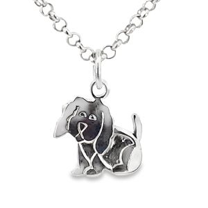 925 PLAIN FLAT ETCHED DOG CHARM - 20X14 - 1.27g <br/>M10569