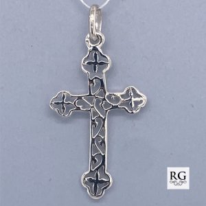 925 FILIGREE SCALLOP ENDS CROSS - 36X18 - 1.4g <br/>M10636