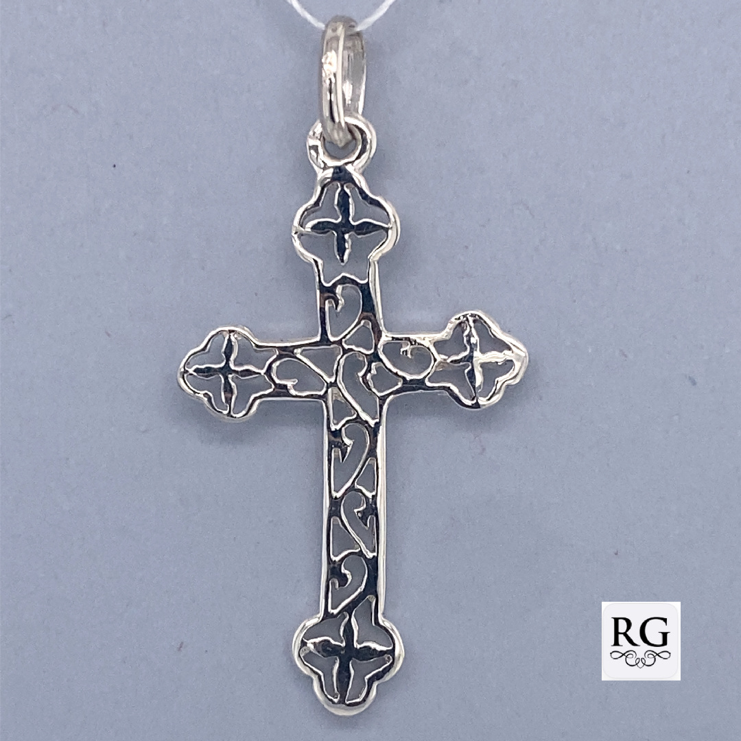 925 FILIGREE SCALLOP ENDS CROSS - 36X18 - 1.4g <br/>M10636