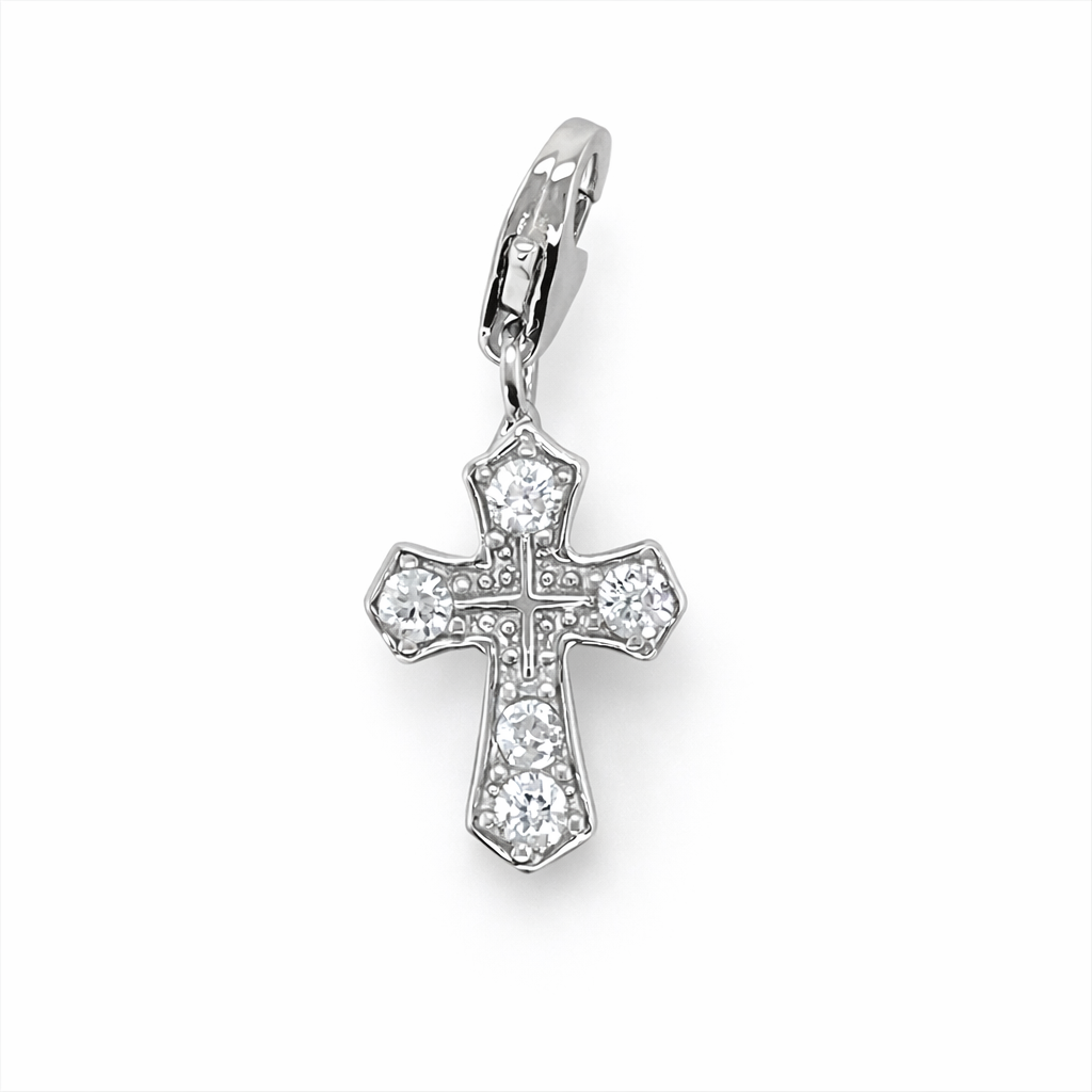 925 RH PL CZ PAVE MILLGRAIN CROSS - 24X10 - 1.1g <br/>M10640