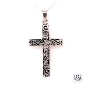 925 OXI FILIGREE BOX CROSS - 48X24 - 6.3g