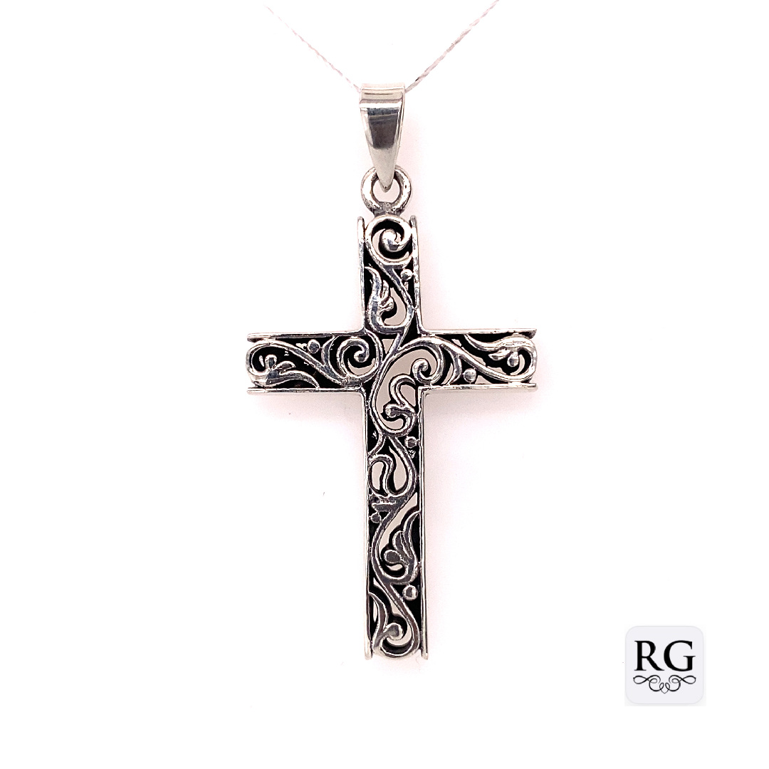 925 OXI FILIGREE BOX CROSS - 48X24 - 6.3g