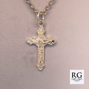 925 ETCHED CRUSIFIX SCALLOP END CROSS - 30X15 1.4g <br/>M10686