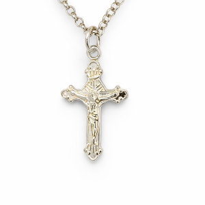 925 ETCHED CRUSIFIX SCALLOP END CROSS - 30X15 1.4g <br/>M10686