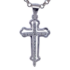 925 DBL CZ PAVE IN OPEN CUT CROSS - 31X15 - 1.5g