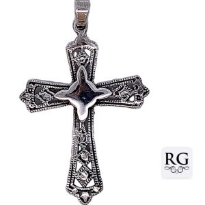 925 OXI MILLGRAIN OPEN CUT CROSS - 51X33 - 6.2g <br/>M10714