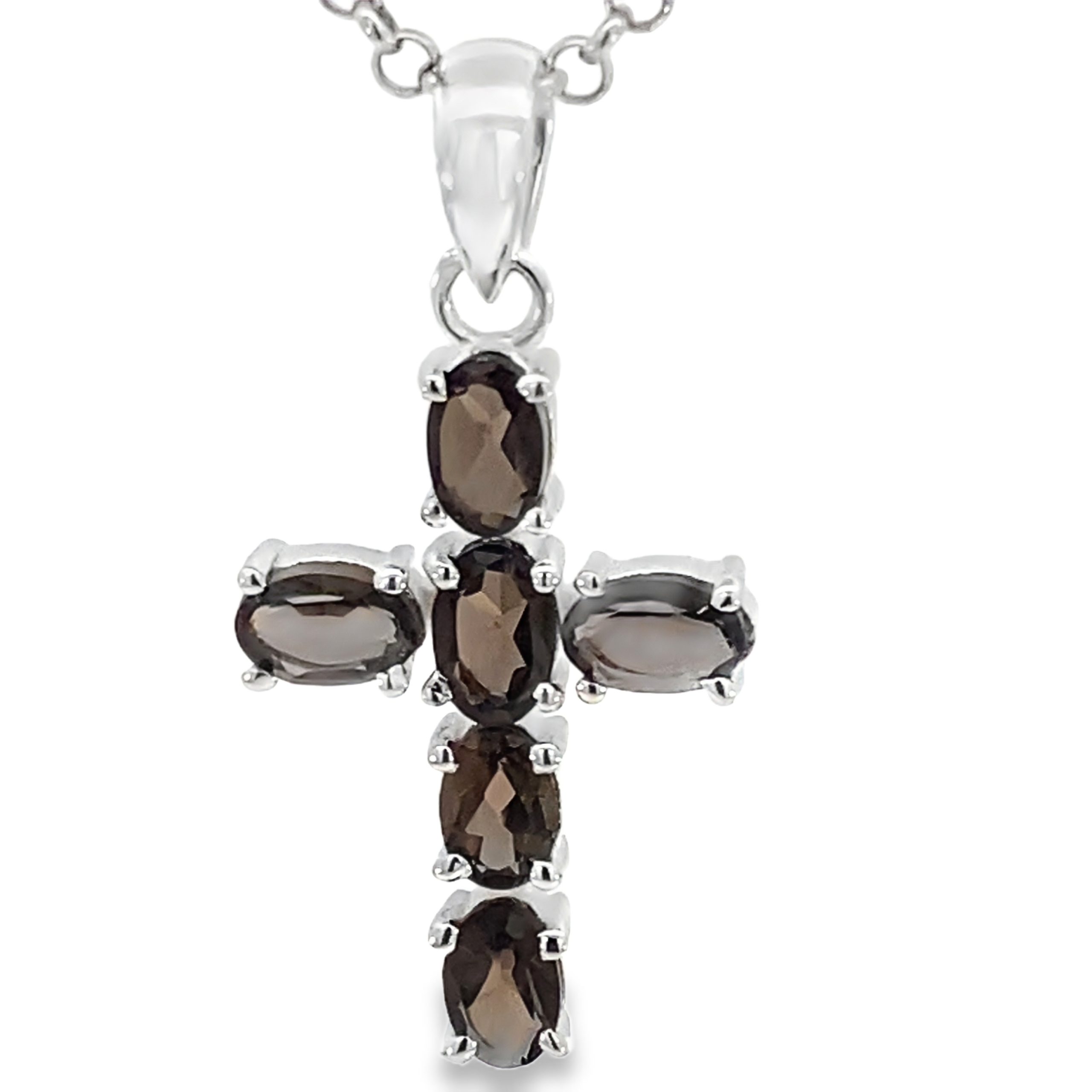925 OVAL SMOKEY TOPAZ PAVE CROSS - 36X18 - 3.3g <br/>M10731