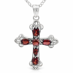 925 OVAL GARNET OXI FRILLY BOHO CROSS - 44X28 - 5g <br/>M10733