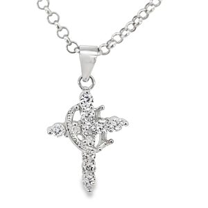 925 CROWN ON CZ PAVE CROSS - 27X15 - 1.8g <br/>M10736