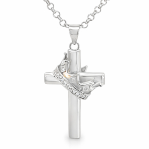 925 CZ PAVE CROWN ON PLAIN CROSS - 35X18 - 3.2g <br/>M10738