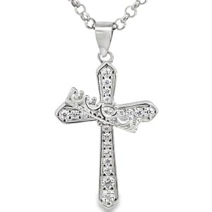 925 CROWN ON CZ PAVE CROSS - 36X20 - 2.6g