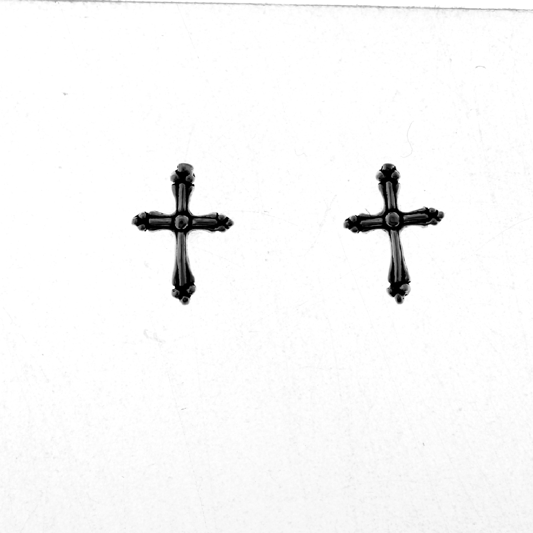925 OXI SCALLOP EDGED CROSS STUDS - 10X8 - 0.7g <br/>M11526