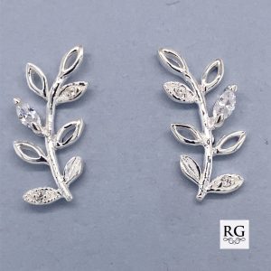925 CZ FILIGREE LEAF CLIMBER STUDS - 18X8 - 1.6g <br/>M11529