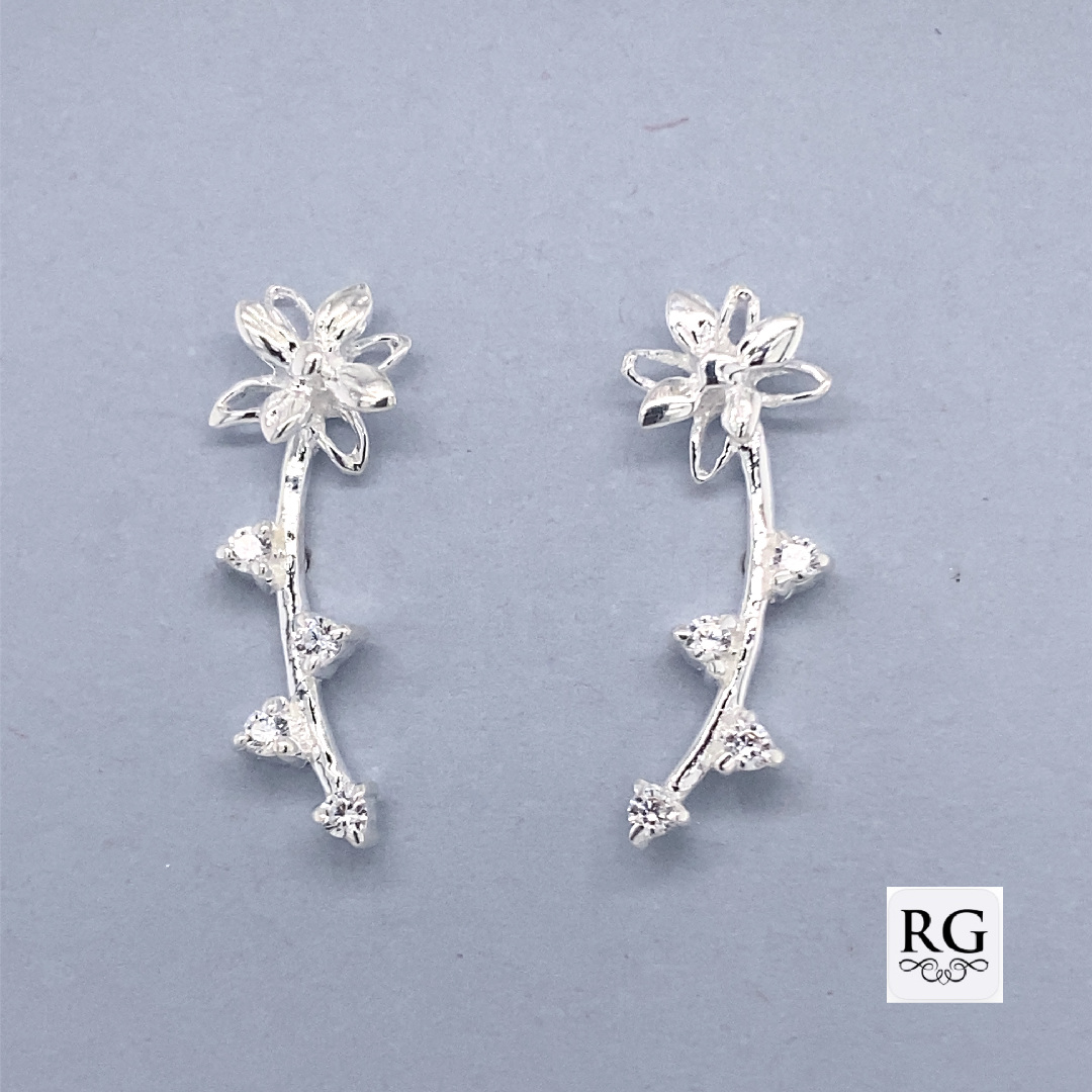 925 CZ FLOWER STEM CLIMBER STUDS - 20X7 - 1.5g <br/>M11532