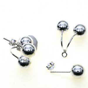 925 TRIP HOL BALLS ON BALL EARRINGS - 8+8MM <br/>M11549