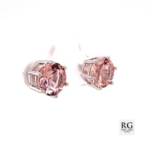 925 MORGANITE CZ 6 CLAW SET STUDS - 8MM - 1.9g <br/>M11551M