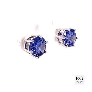 925 TANZANITE CZ 6 CLAW SET STUDS - 8MM - 2.54g <br/>M11551T