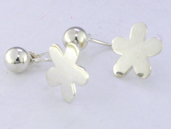 S/SILVER PL FLOWER DISC ON HOL BALL STUDS - 18+8 <br/>M11588