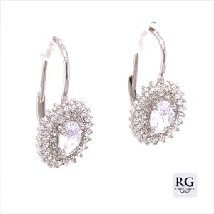 925 OVAL CZ PAVE DROP LEVERBACK EAR - 21X10 - 2.8g <br/>M11599