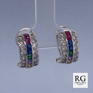 925  MULTI COL CZ PAVE LATCH BACK EAR 14X8 3.9g <br/>M11606