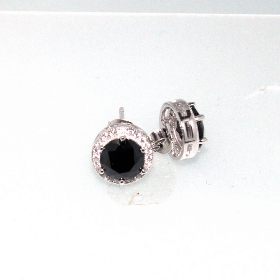 925 BLACK CZ PAVE MILLGR HALO STUDS - 10MM - 2.8g <br/>M11629B - Image 2