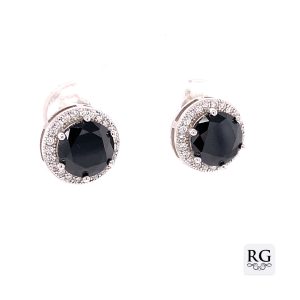 925 BLACK CZ PAVE MILLGR HALO STUDS - 10MM - 2.8g <br/>M11629B