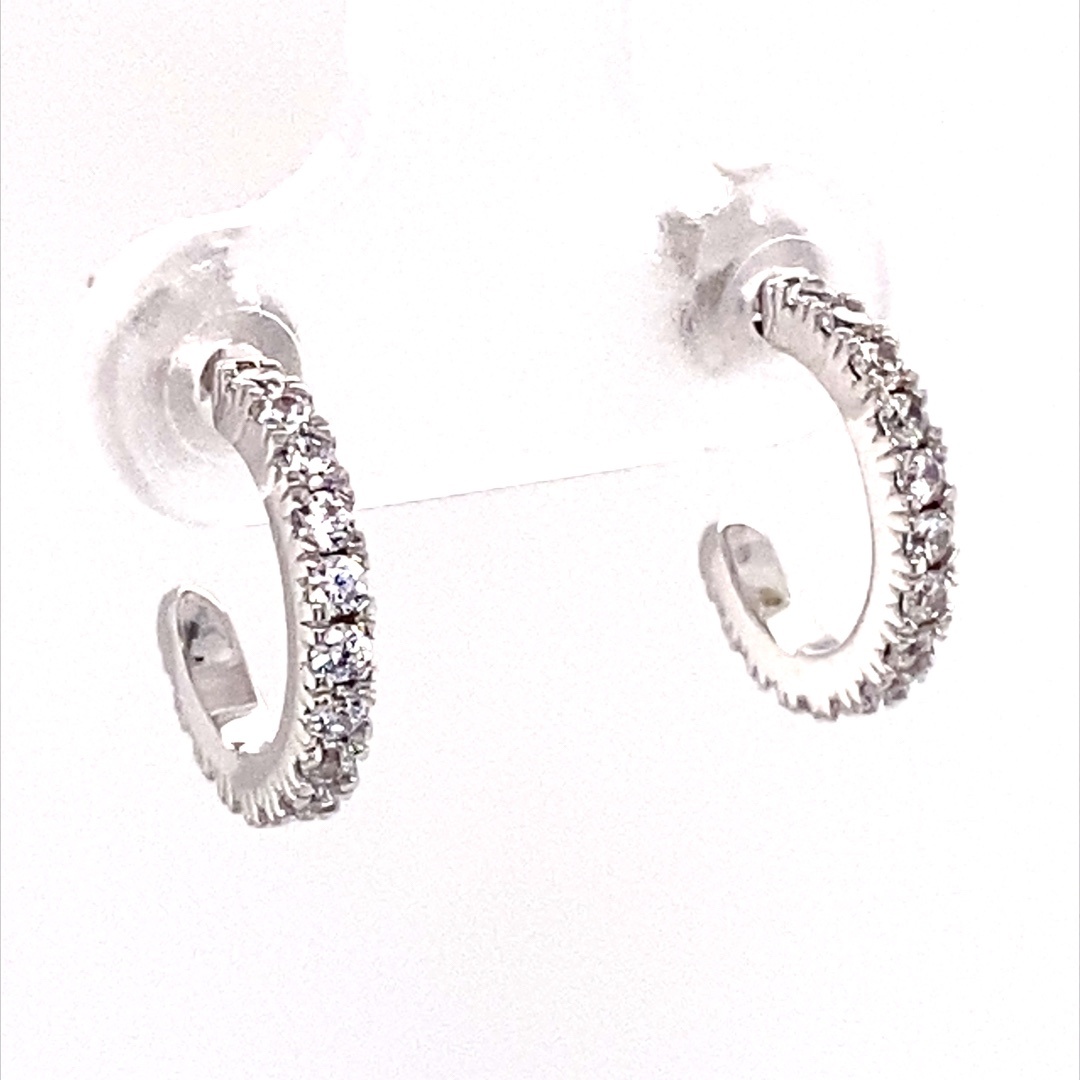 925 CZ PAVE PRONG SET C-HOOPS - 12X2 - 1.4g <br/>M11630 - Image 2