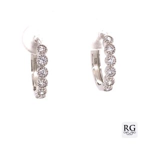 925 CZ PAVE MILLGRAIN HINGE HUGGIES - 16X3 - 2.3g