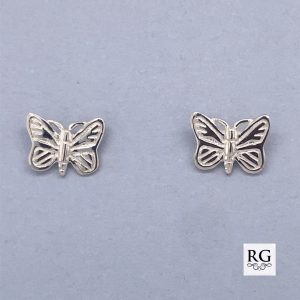 925 ETCHED FLAT BUTTERFLY STUDS - 8X6 - 0.83g <br/>M11636