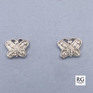 925 MATT PATTERNED BUTTERFLY STUDS - 8X6 - 1.2g  <br/>M11641