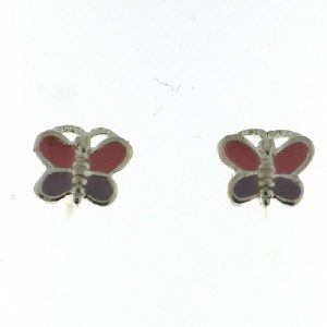 925 PK+PU ENAMEL FLAT BUTTERFLY STUDS - 8X7- 1.14g <br/>M11650