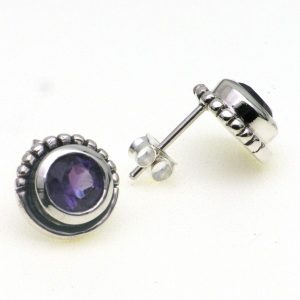 925 OXI AMETHYST TUBE SET STUDS - 11MM <br/>M11655
