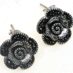 925 OXI MARCASITE ROSE STUDS - 16MM <br/>M11664