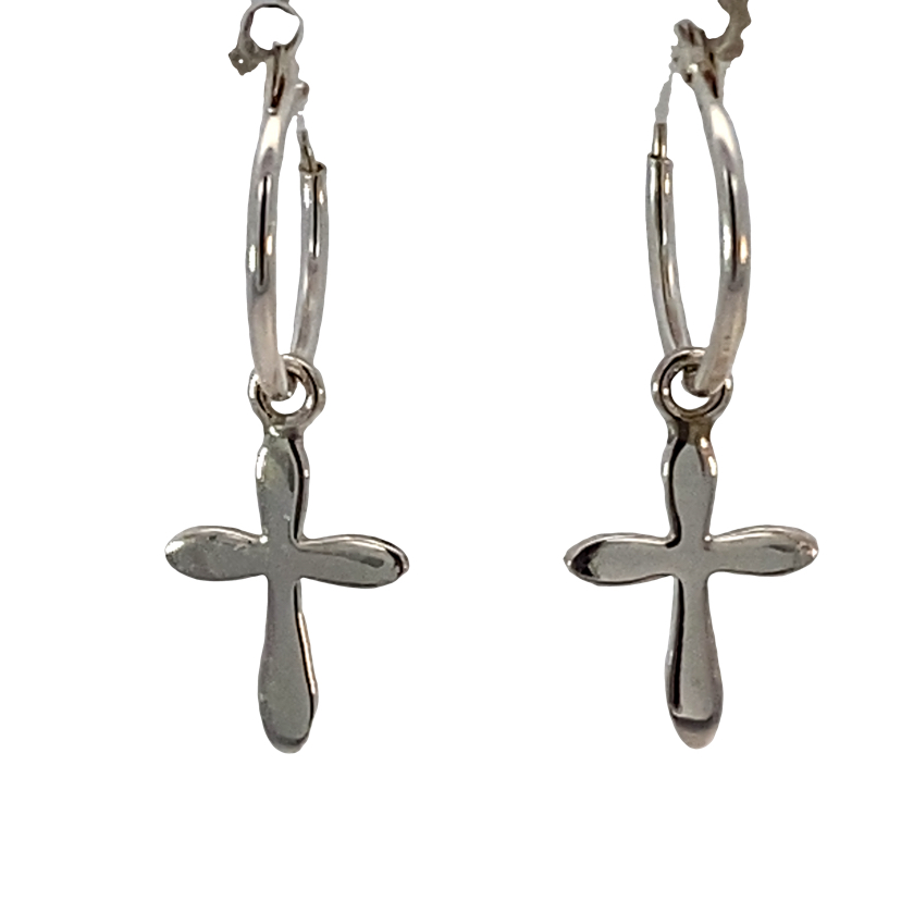 925 CROSS CHARM ON SLEEPERS - 16X1.2-15X8 - 1.1g <br/>M11677