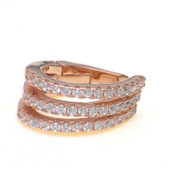 925 RG PL TRIP ROW CZ PAVE HINGE EAR CUFF - 13X7 <br/>M11713R - Image 2