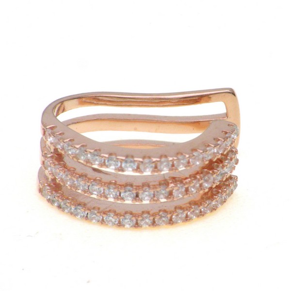 925 RG PL OPEN CUT TRIP CZ PAVE ROWS EAR CUFF 14X5 <br/>M11715R - Image 2