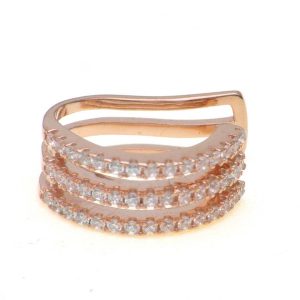 925 RG PL OPEN CUT TRIP CZ PAVE ROWS EAR CUFF 14X5 <br/>M11715R