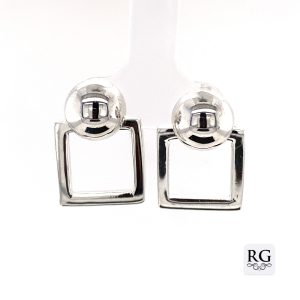 925 HALF BALL+SQUARE OUTLINE EAR - 21X15 - 6.1g <br/>M11729