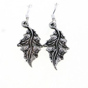 925 OXI OAK LEAF HANGING EARRINGS - 38X12 - 3.6g <br/>M11755