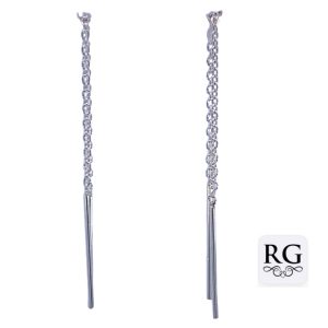 925 PLAIN BARS ON CHAIN THREADER EAR - 0.6g <br/>M11783