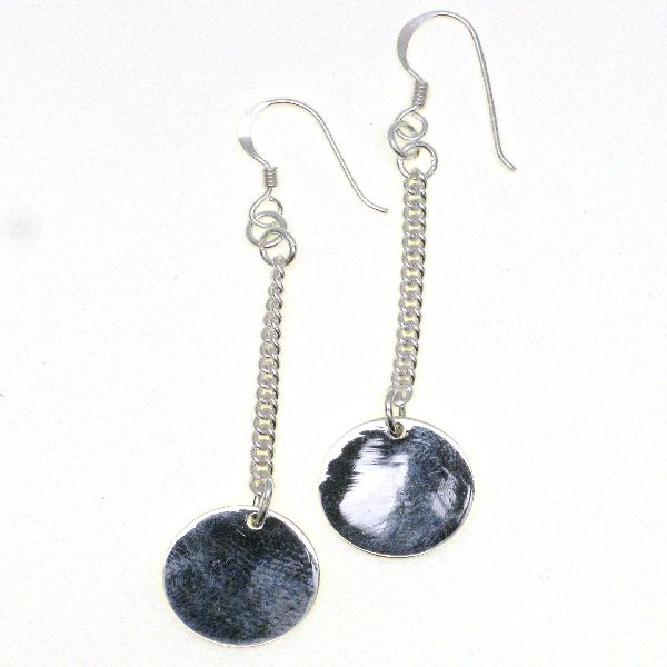 925 FLAT RND DISC ON CHAIN DROP EAR - 62X15 - 4.5g <br/>M11788 - Image 2