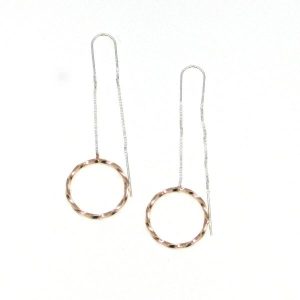 925 RG PL OPEN CIRCLE ON BOX CHAIN EARRINGS <br/>M11805