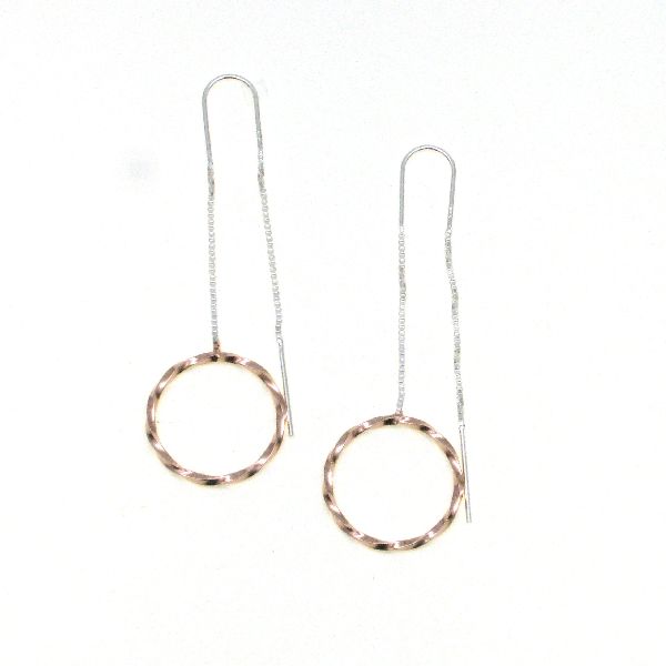 925 RG PL OPEN CIRCLE ON BOX CHAIN EARRINGS <br/>M11805