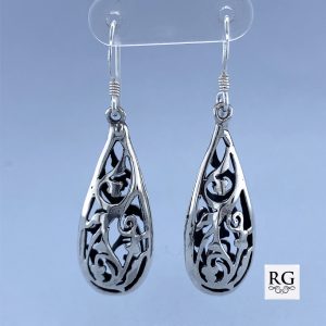 925 OXI FILIGREE HOL T/DROP EARRINGS - 34X13  5.5g <br/>M11820