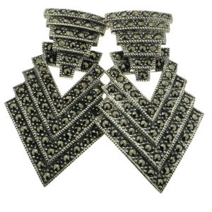925 MARCASITES FANCY TRI-ANGLE STUDS - 40X21 <br/>M11849